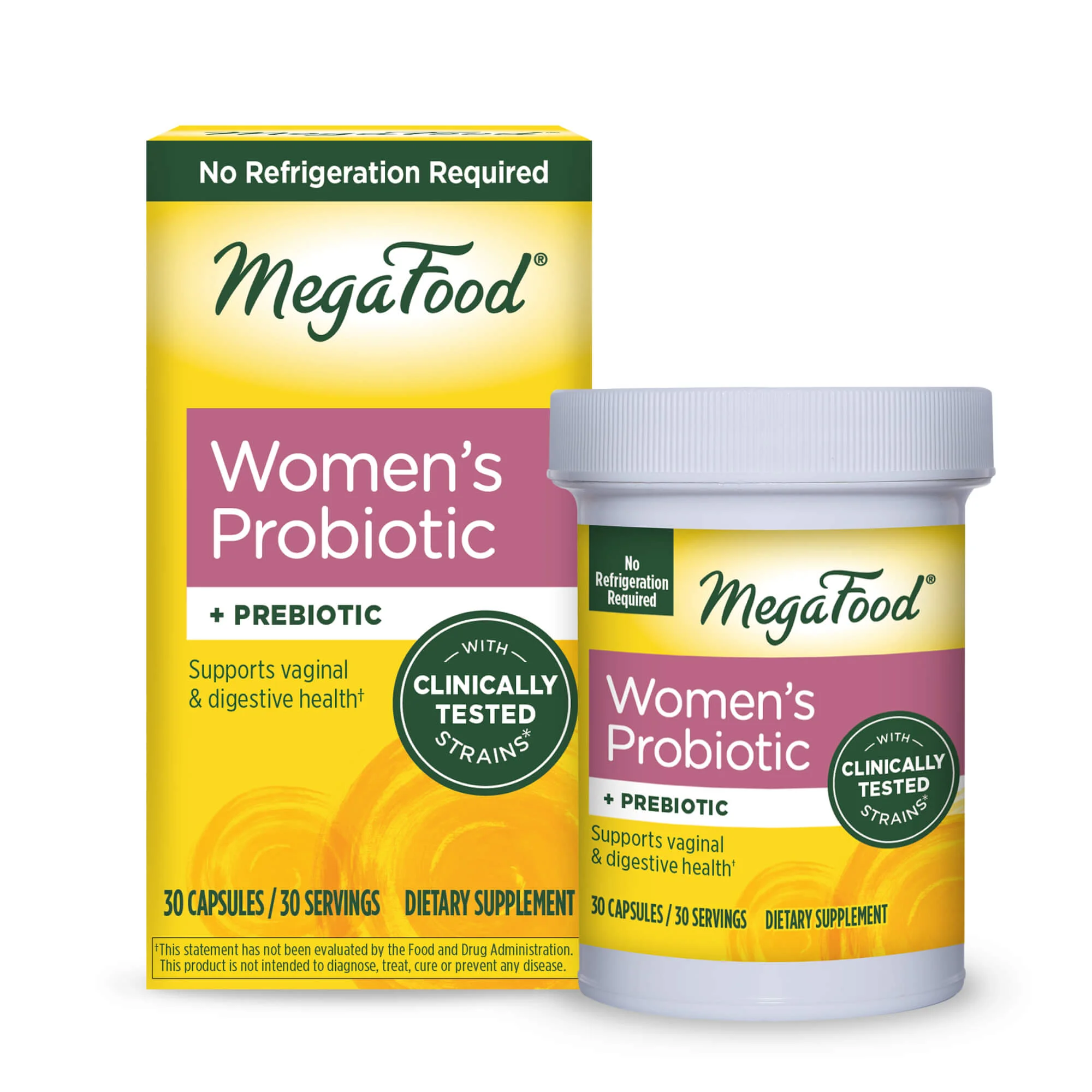 Women's Probiotic Prebiotic - Shelf Stable - with Clinically Tested Strains - Probiotic, 30 Day / 30 ct / MegaFood - Food Based Vitamins & Supplements