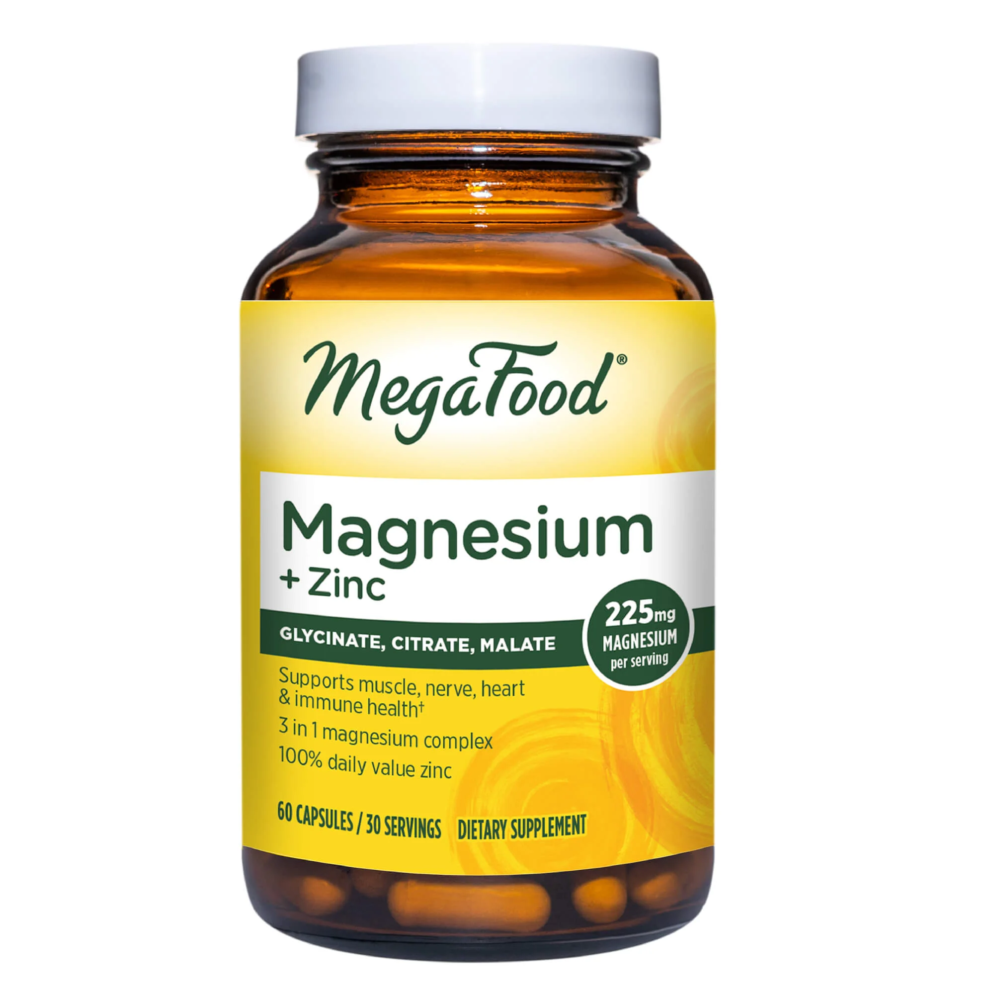 Magnesium Zinc - Mineral Supplement, 60 ct / 30 day / MegaFood - Food Based Vitamins & Supplements