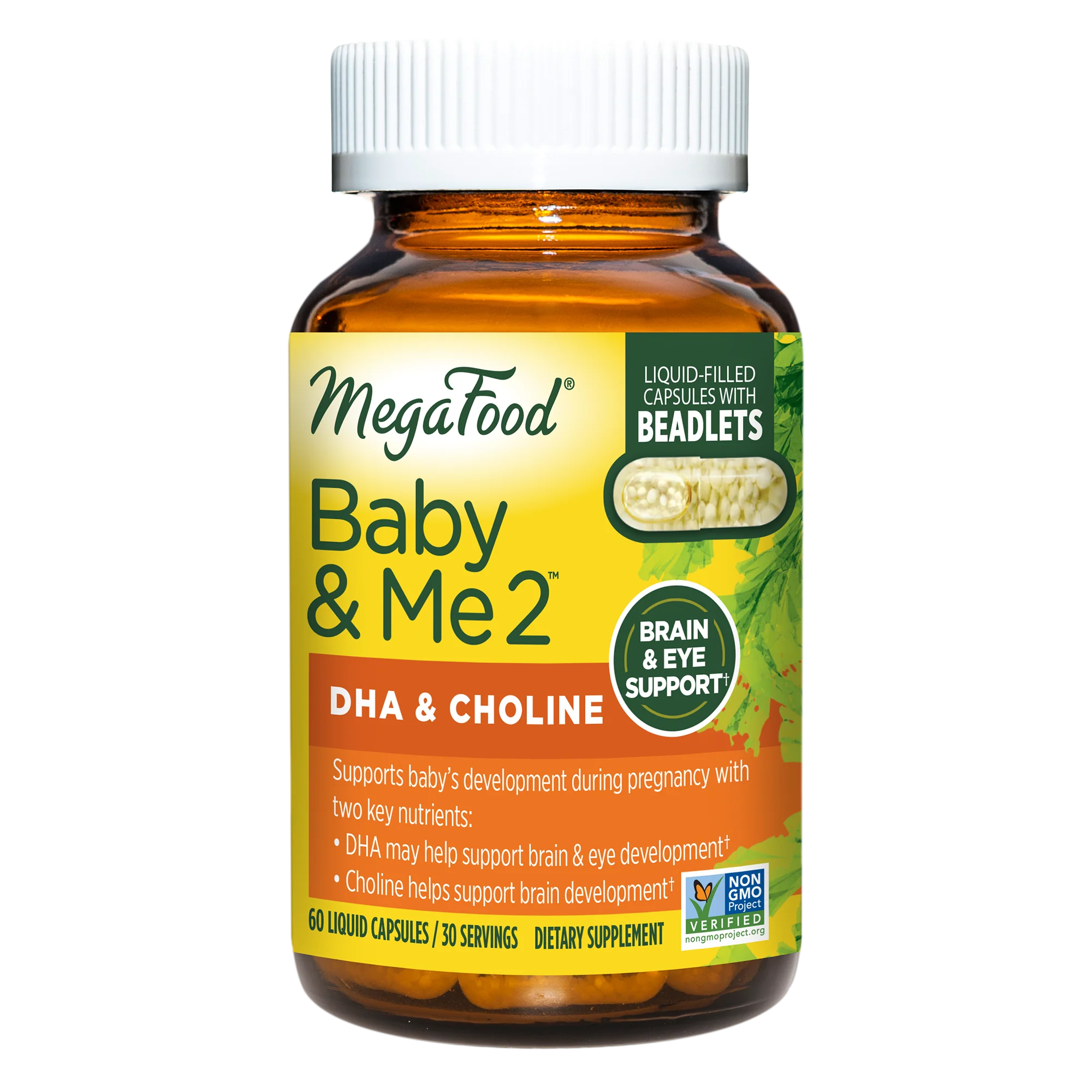 Baby & Me 2 Prenatal DHA & Choline - Mineral Supplement, 30 Day / 60ct / MegaFood - Food Based Vitamins & Supplements