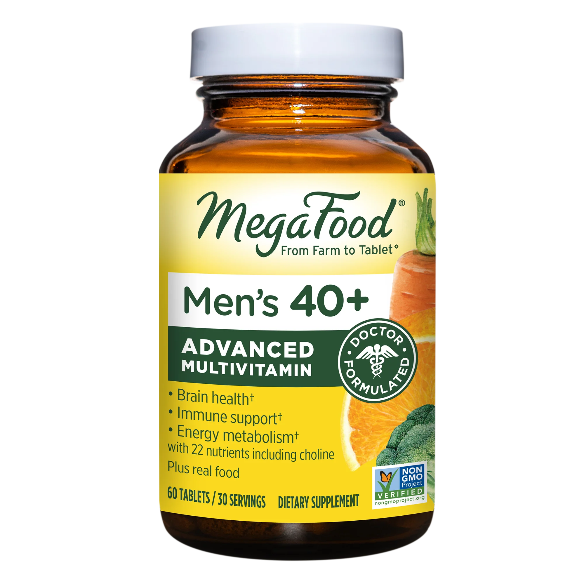 Men's 40 Advanced Multivitamin - Probiotic, 30 Day / 60ct / MegaFood - Food Based Vitamins & Supplements