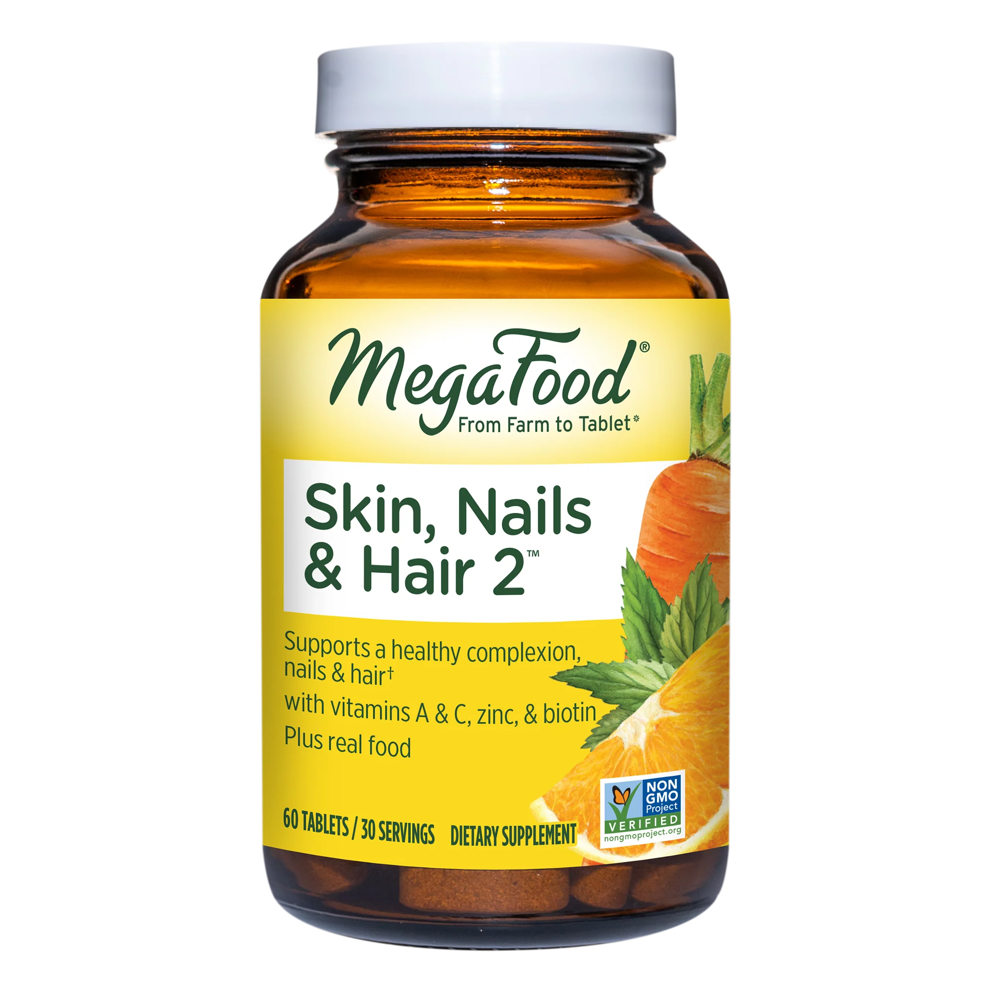Skin, Nails & Hair 2 - Multivitamin, 30 Day / 60ct / MegaFood - Food Based Vitamins & Supplements
