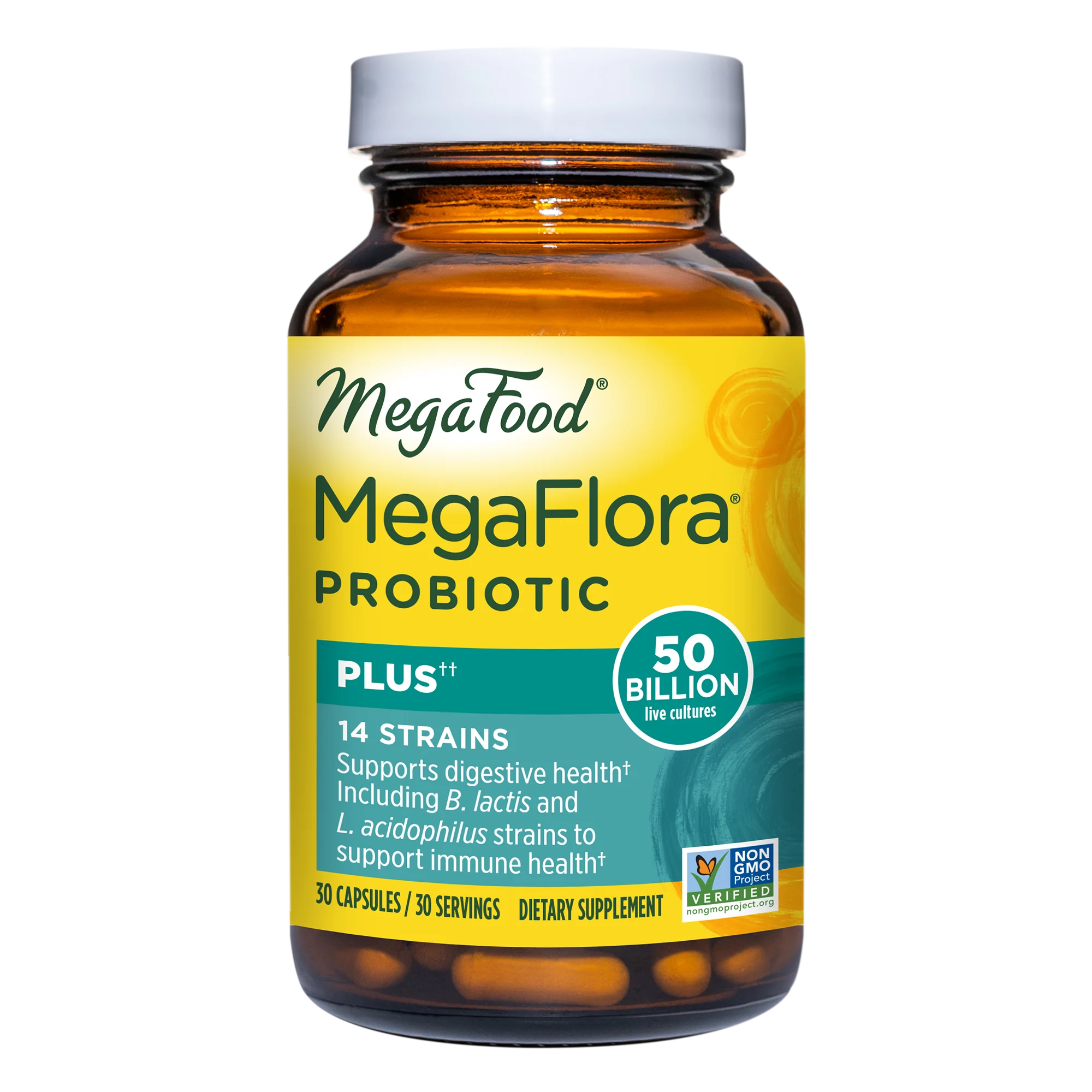 MegaFloraÃ‚ Probiotic Plus - 14 Strains - 50 Billion live cultures - Probiotic, 30 Day / 30ct / MegaFood - Food Based Vitamins & Supplements