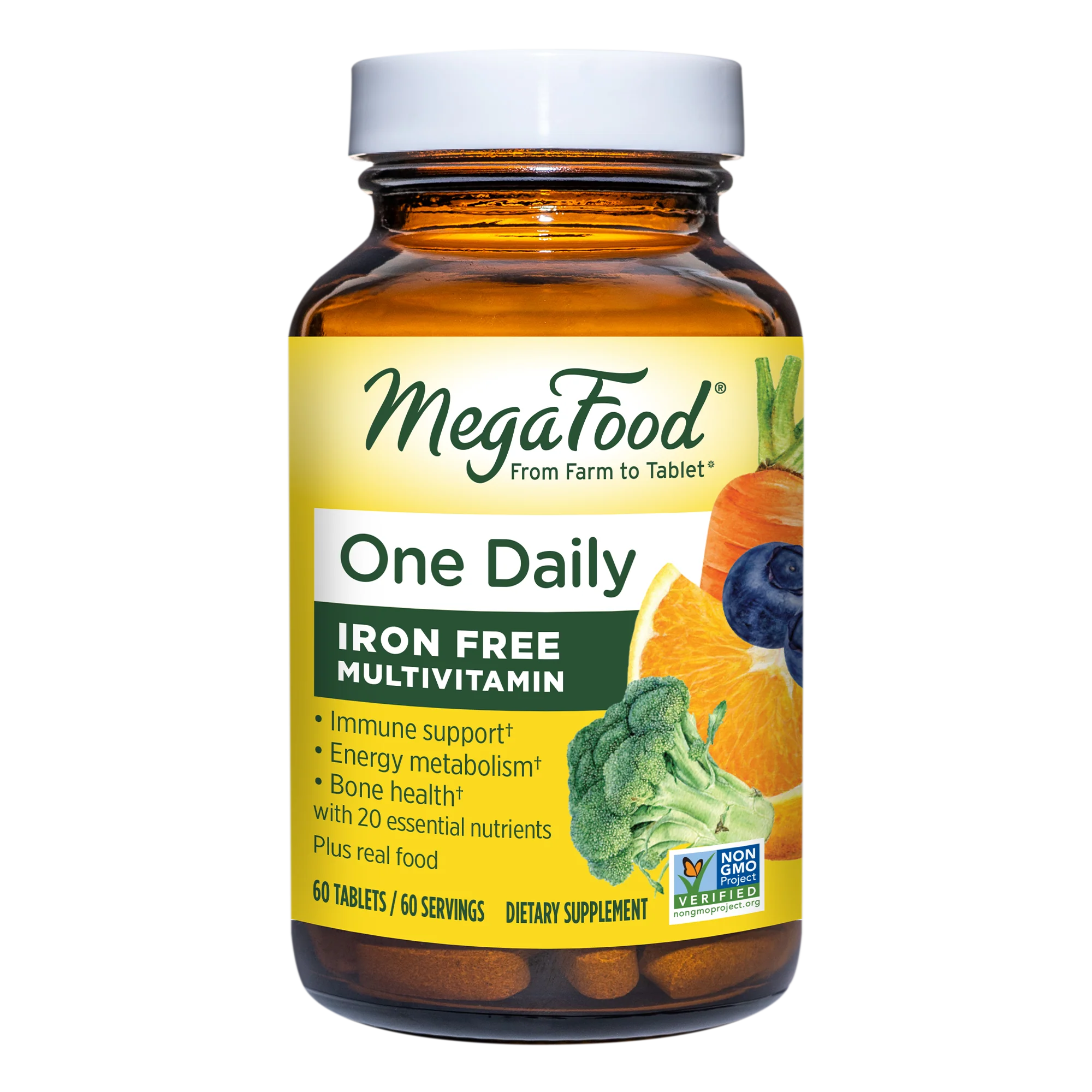 One Daily Iron Free Multivitamin, 60 Day / 60ct / MegaFood - Food Based Vitamins & Supplements