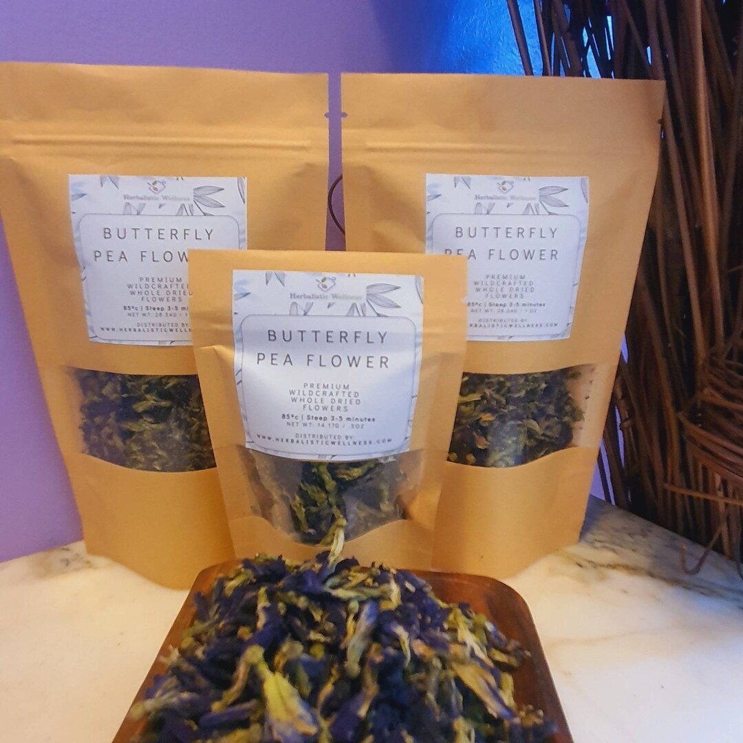 Butterfly Pea Flower Organic Herb | Tea Bags INCLUDED | Loose Whole Flowers by HerbalisticWellness
