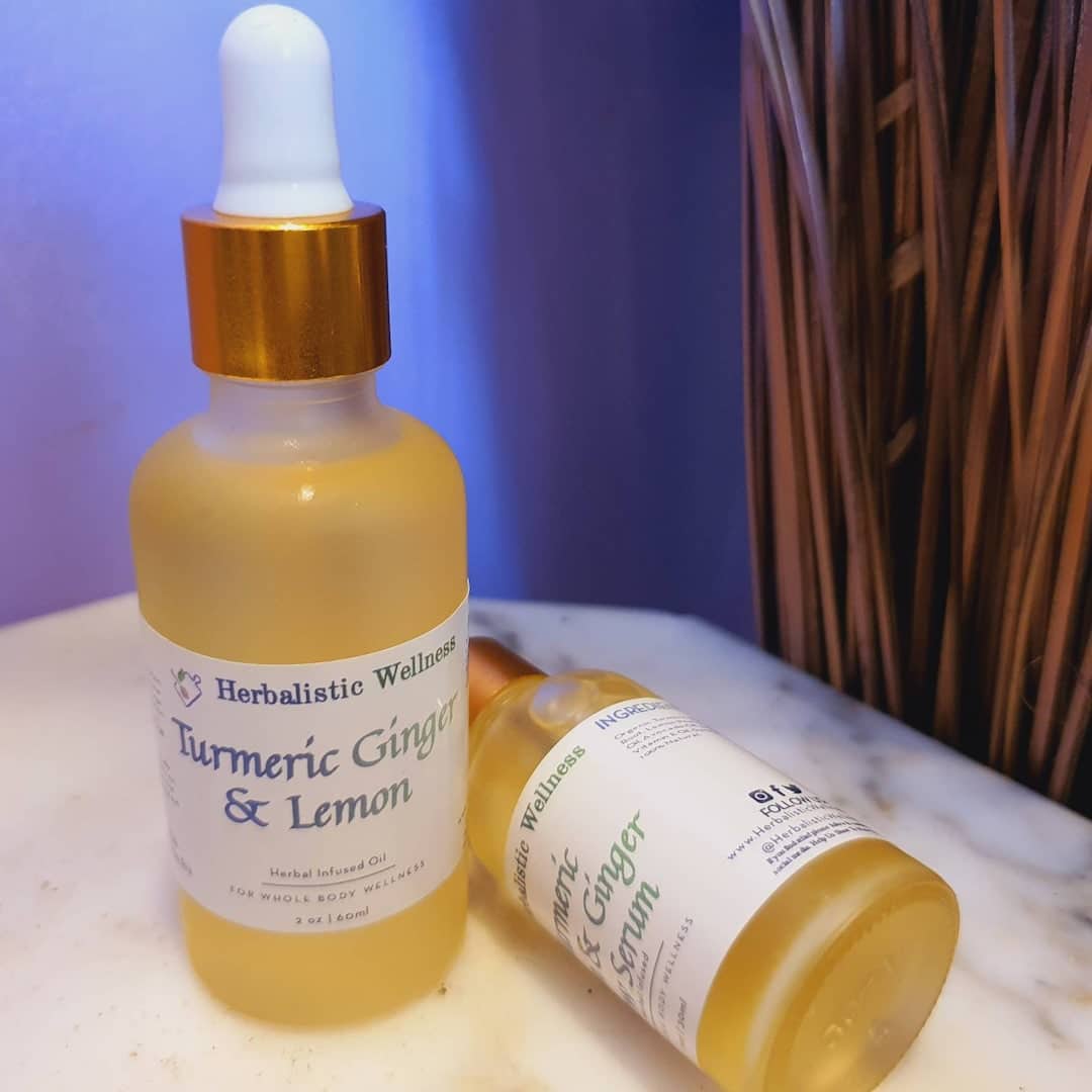 Turmeric Ginger Lemon Body Oil, Ance Reducing Oil, Massage Oil, Skin Oil, Herbal Infused Oil by HerbalisticWellness